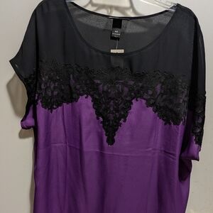 Lane Bryant Black and Purple Blouse